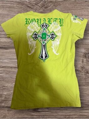 Royalty Lime Green Graphic Cross Tee - Women’s Short Sleeve by raw blue